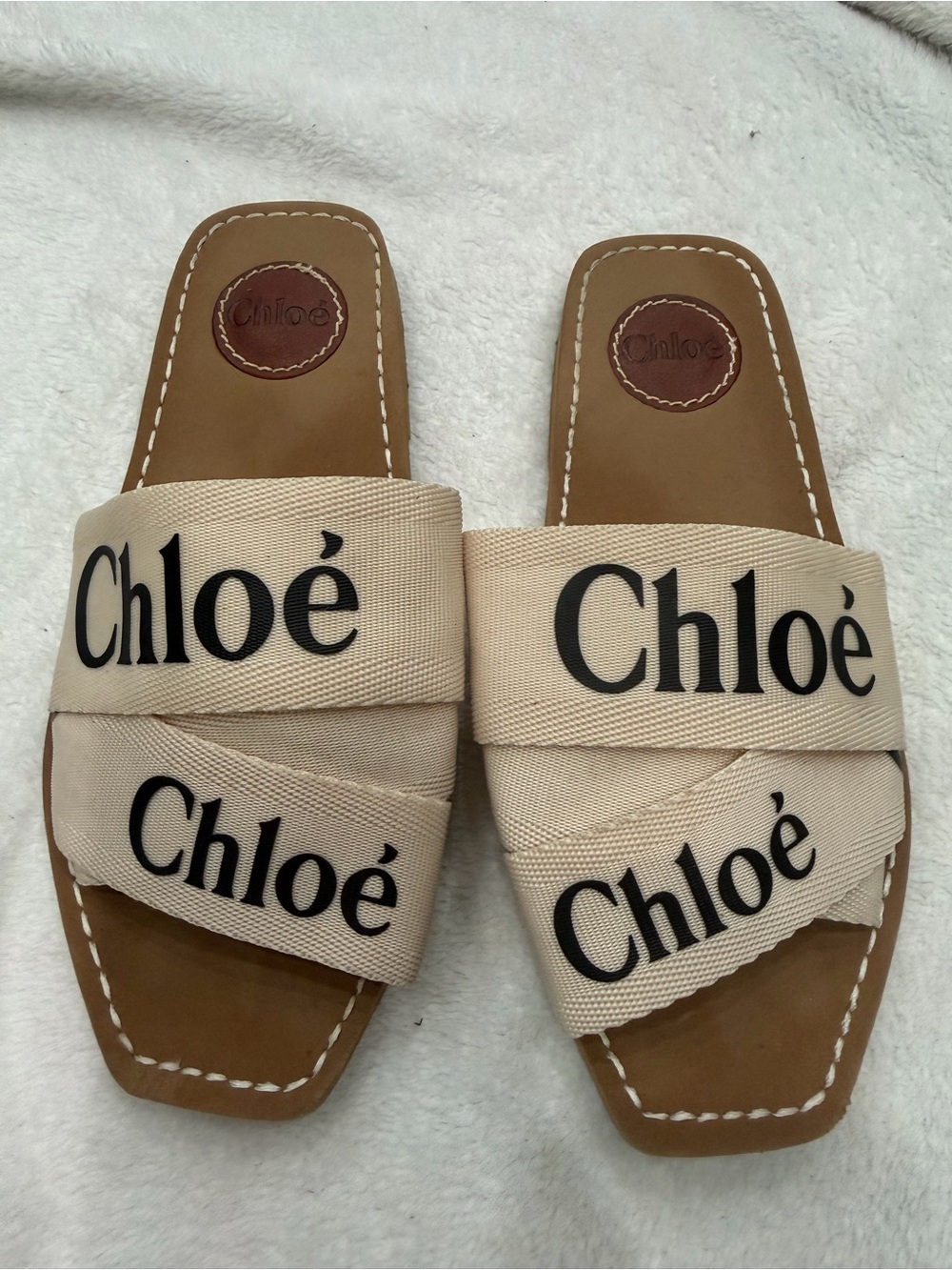 Chloé Woody Canvas Slide Sandals